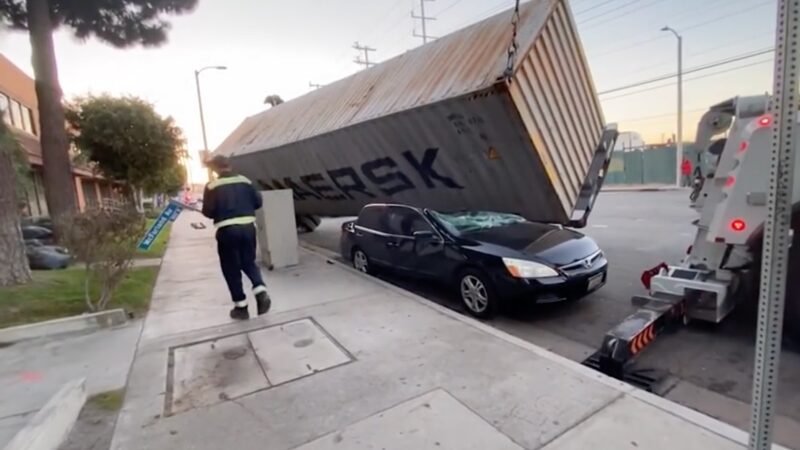 Shipping Container road accident